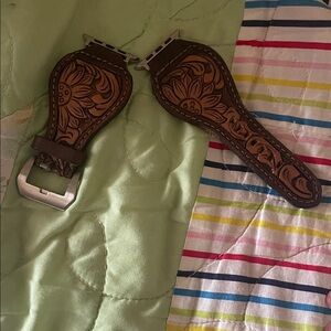 Floral Engraved Brown Watch Band